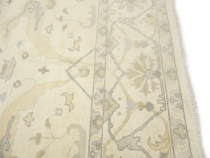 Muted Beige Floral Transitional 10X14 Oushak Oriental Rug