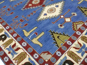 Blue Geometric 8X10 Kazak Oriental Rug
