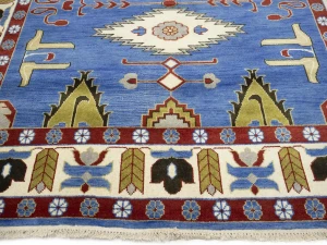 Blue Geometric 8X10 Kazak Oriental Rug