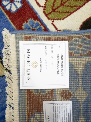 Blue Geometric 8X10 Kazak Oriental Rug