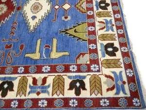 Blue Geometric 8X10 Kazak Oriental Rug