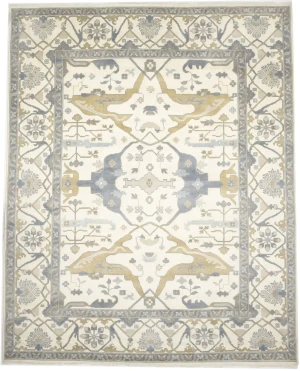 Muted Cream Floral Transitional 12X15 Oushak Oriental Rug