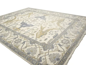 Muted Cream Floral Transitional 12X15 Oushak Oriental Rug