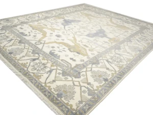 Muted Cream Floral Transitional 12X15 Oushak Oriental Rug