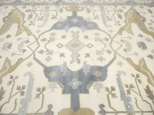 Muted Cream Floral Transitional 12X15 Oushak Oriental Rug