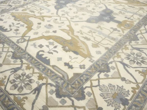 Muted Cream Floral Transitional 12X15 Oushak Oriental Rug