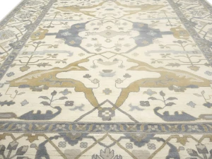 Muted Cream Floral Transitional 12X15 Oushak Oriental Rug
