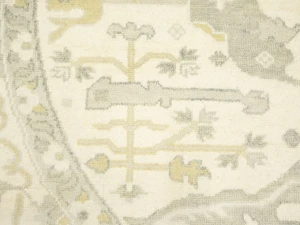 Muted Cream Floral Transitional 9X9 Oushak Oriental Round Rug