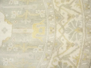 Muted Cream Floral Transitional 8X8 Oushak Oriental Round Rug