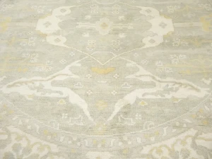 Muted Cream Floral Transitional 8X8 Oushak Oriental Round Rug