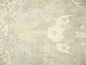 Muted Cream Floral Transitional 8X8 Oushak Oriental Round Rug