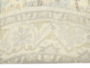 Muted Cream Floral Transitional 8X8 Oushak Oriental Round Rug