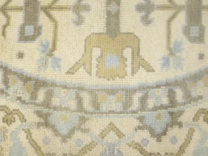 Muted Cream Floral Transitional 8X8 Oushak Oriental Round Rug