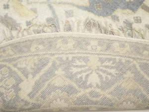 Muted Cream Floral Transitional 8X8 Oushak Oriental Round Rug