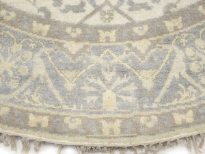 Muted Cream Floral Transitional 8X8 Oushak Oriental Round Rug