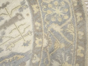 Muted Cream Floral Transitional 8X8 Oushak Oriental Round Rug