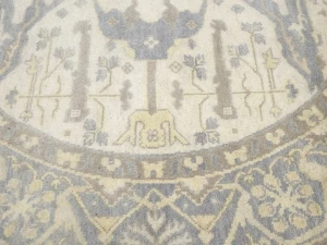 Muted Cream Floral Transitional 8X8 Oushak Oriental Round Rug
