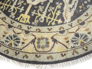 Muted Gray Floral Transitional 8X8 Oushak Oriental Round Rug