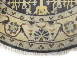 Muted Gray Floral Transitional 8X8 Oushak Oriental Round Rug