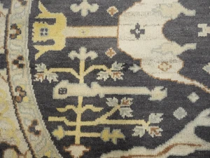 Muted Gray Floral Transitional 8X8 Oushak Oriental Round Rug