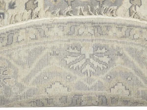 Muted Cream Floral Transitional 8X8 Oushak Oriental Round Rug