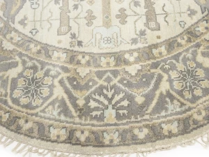 Muted Cream Floral Transitional 8X8 Oushak Oriental Round Rug