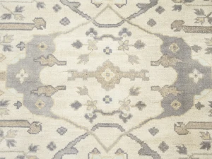 Muted Cream Floral Transitional 8X8 Oushak Oriental Round Rug