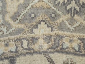 Muted Cream Floral Transitional 8X8 Oushak Oriental Round Rug