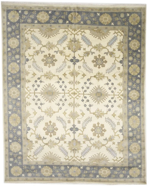 Muted Cream Floral Traditional 8X10 Oushak Oriental Rug