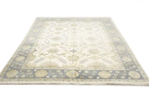 Muted Cream Floral Transitional 8X10 Oushak Oriental Rug