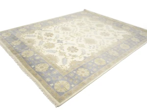Muted Cream Floral Transitional 8X10 Oushak Oriental Rug