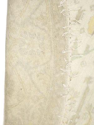 Muted Cream Floral Transitional 8X8 Oushak Oriental Round Rug