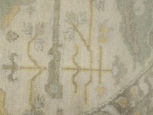 Muted Cream Floral Transitional 8X8 Oushak Oriental Round Rug