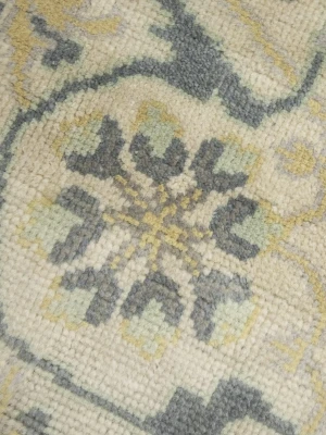 Muted Gray Floral Transitional 9X9 Oushak Oriental Round Rug