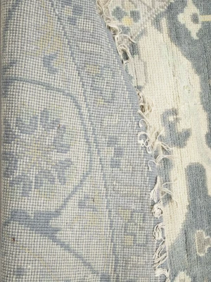 Muted Gray Floral Transitional 9X9 Oushak Oriental Round Rug
