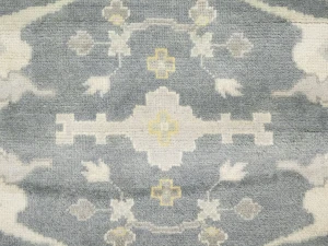 Muted Gray Floral Transitional 9X9 Oushak Oriental Round Rug