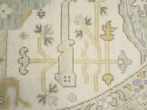 Muted Cream Floral Transitional 9X9 Oushak Oriental Round Rug