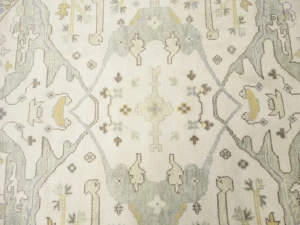 Muted Cream Floral Transitional 9X9 Oushak Oriental Round Rug