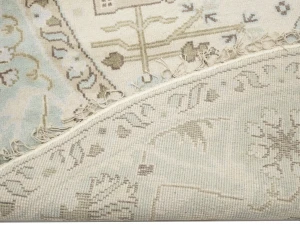 Muted Cream Floral Transitional 9X9 Oushak Oriental Round Rug