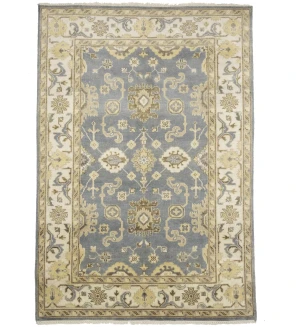 Muted Floral Transitional 6X9 Oushak Oriental Rug