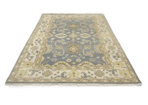 Muted Floral Transitional 6X9 Oushak Oriental Rug