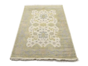 Muted Cream Floral 4X6 Oushak Chobi Oriental Rug