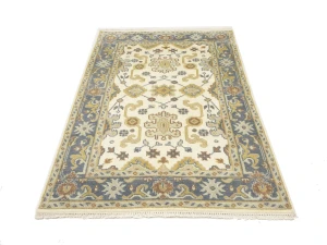 Muted Cream Floral 4X6 Oushak Chobi Oriental Rug