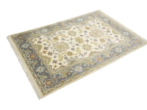 Muted Cream Floral 4X6 Oushak Chobi Oriental Rug