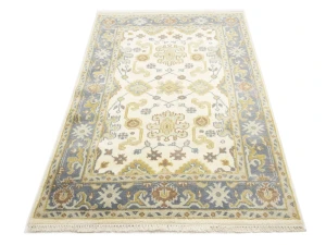 Muted Cream Floral 4X6 Oushak Chobi Oriental Rug