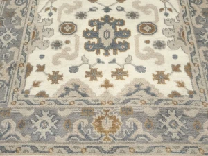 Muted Cream Floral 4X6 Oushak Chobi Oriental Rug