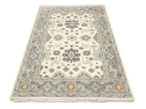 Muted Cream Floral 4X6 Oushak Chobi Oriental Rug