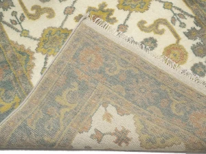 Muted Green Slate Floral 4X6 Oushak Chobi Oriental Rug