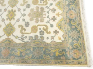 Muted Green Slate Floral 4X6 Oushak Chobi Oriental Rug
