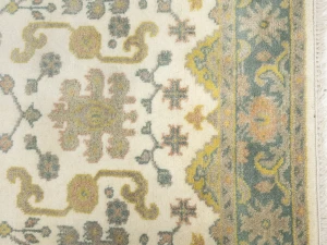 Muted Green Slate Floral 4X6 Oushak Chobi Oriental Rug